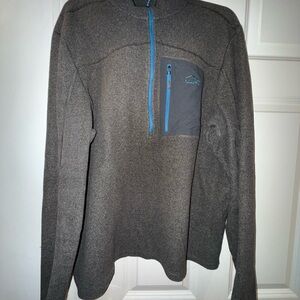 L.L. Bean Men's Gray Zip-Up Sweater with Blue Accents